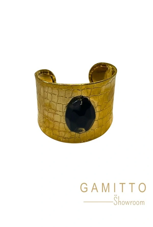 Bracelete Ônix em Banho Ouro