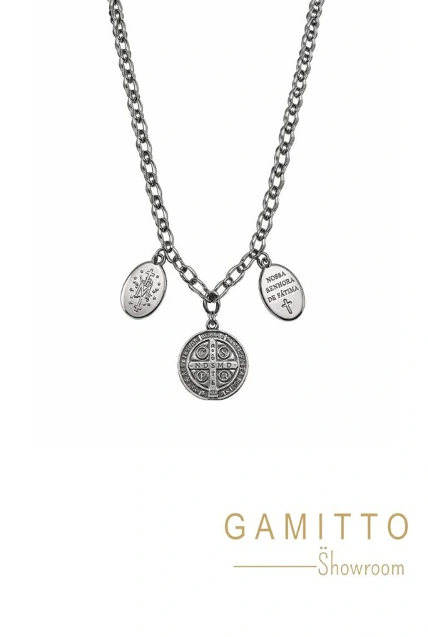 Colar Medalhas em Banho Prata