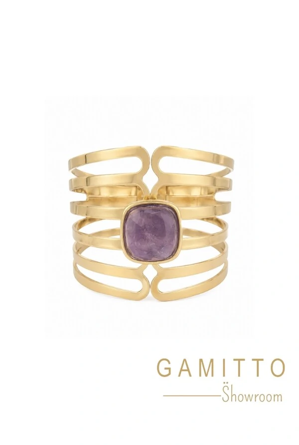 Bracelete Ametista em Banho Ouro
