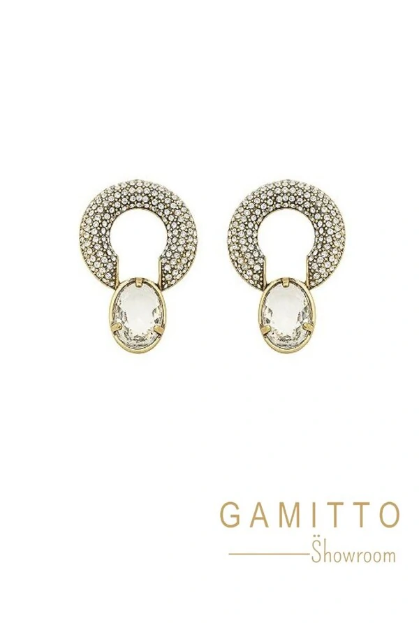 Brinco Cristais em Banho Ouro Vintage