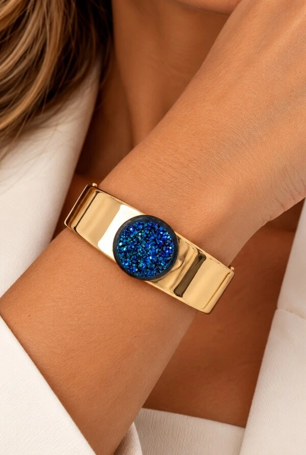 Bracelete Drusa em Banho Ouro