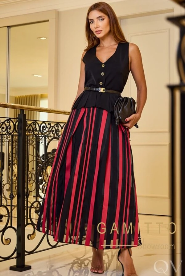 Saia em Organza Listrada