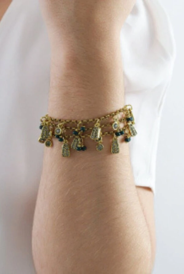 Pulseira Cristais em Banho Ouro Vintage