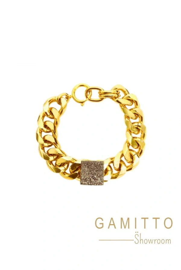 Pulseira Drusa em Banho Ouro