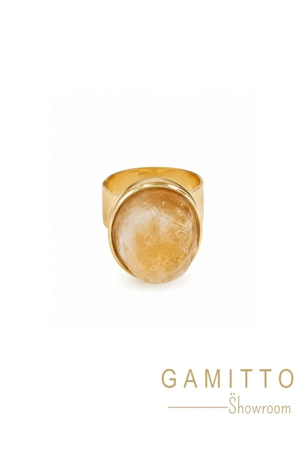Anel Citrino em Banho Ouro