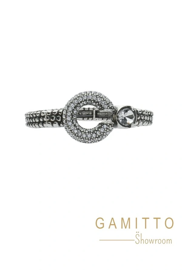 Pulseira Cristais em Banho Prata Vintage