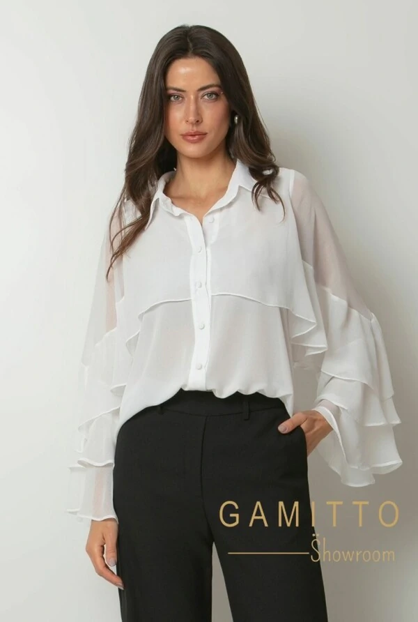 Camisa Com Transparência e Babados