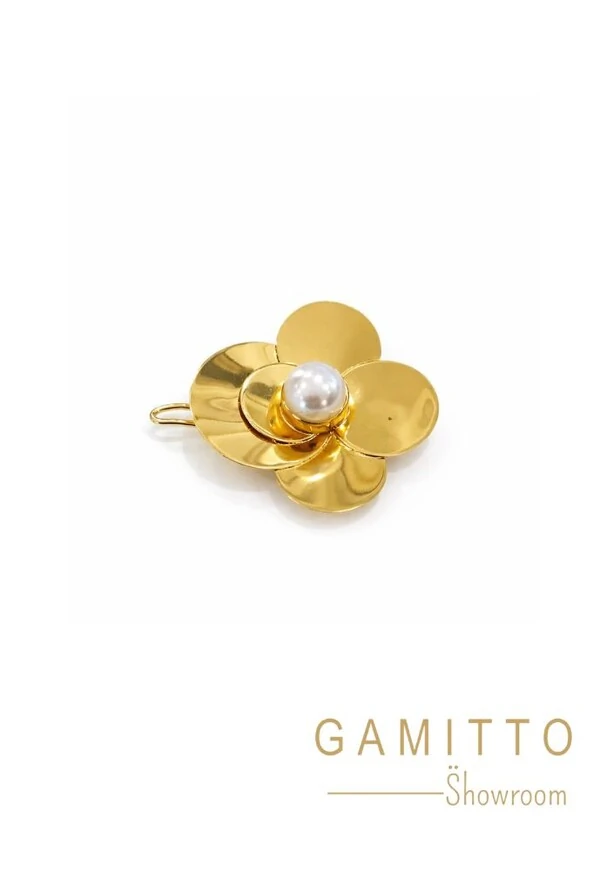 Presilha de Cabelo Pérola em Banho Ouro