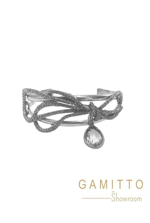 Bracelete Cristais em Banho Prata Vintage
