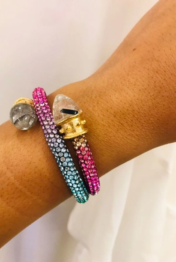 Bracelete Pedra Natural em Banho Ouro