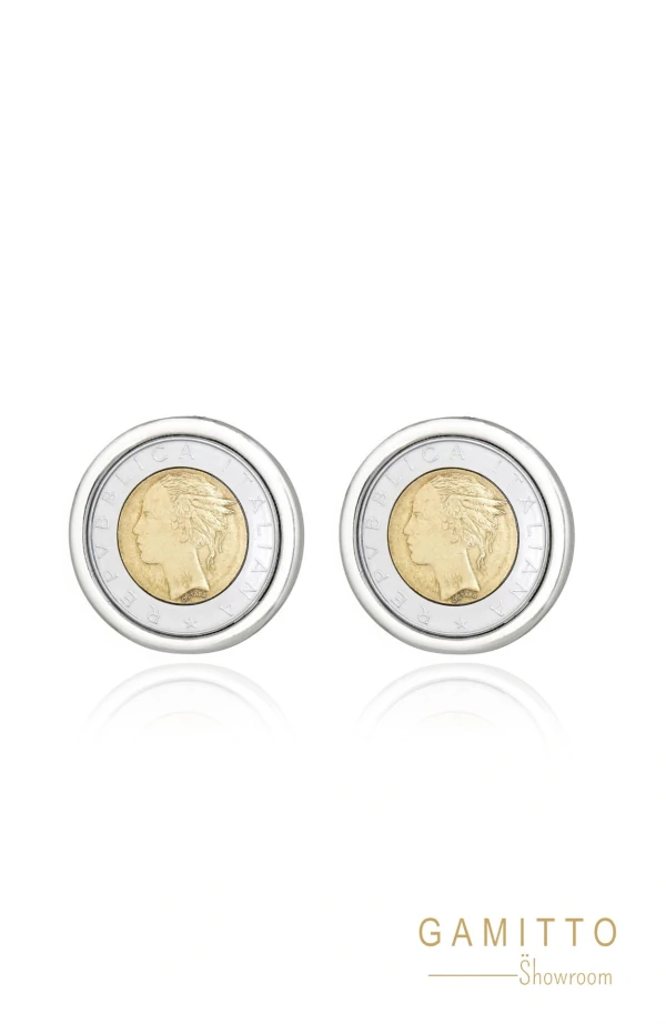 Brinco Moeda em Banho Prata