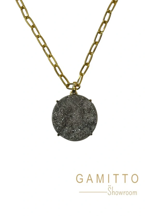 Colar Drusa em Banho Ouro