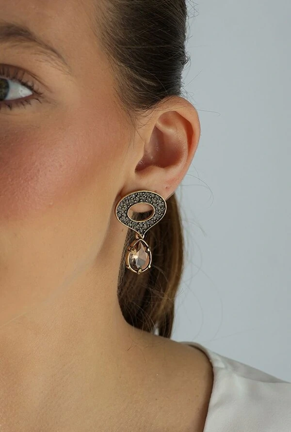 Brinco Cristais em Banho Ouro Vintage