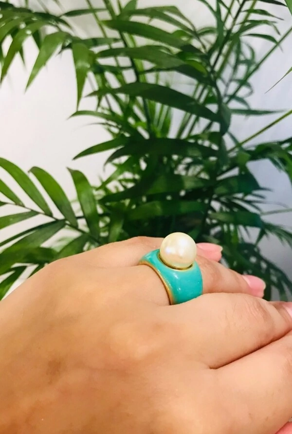 Anel Pérola em Banho de Ouro