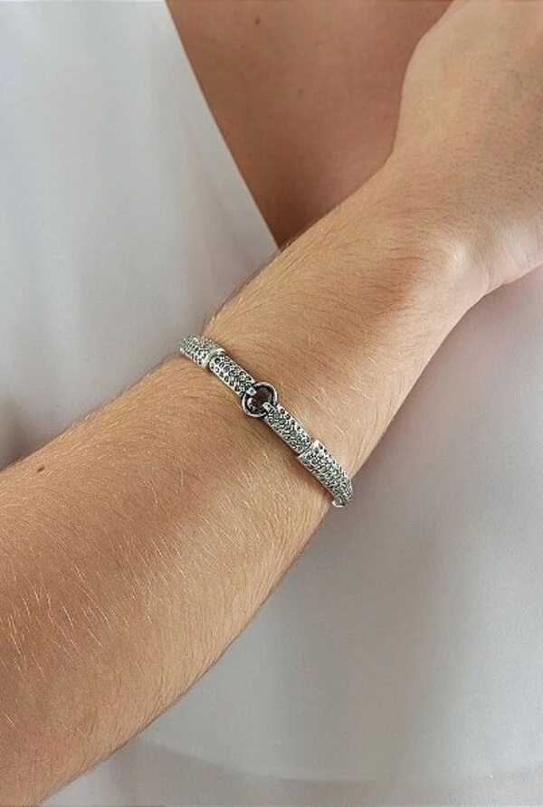 Pulseira Cristais em Banho Prata Vintage