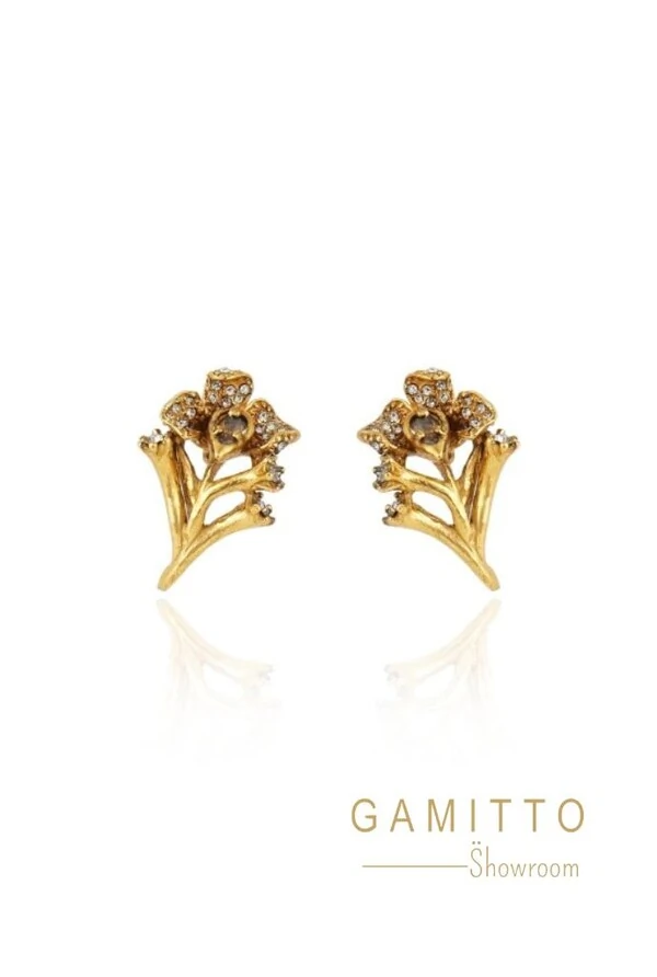 Brinco Cristais em Banho Ouro Vintage