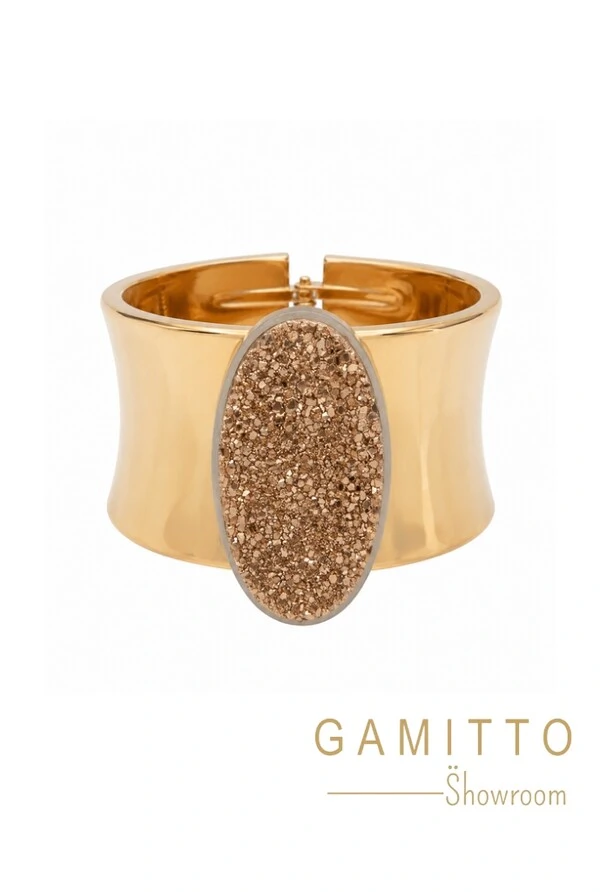 Bracelete Drusa em Banho Ouro