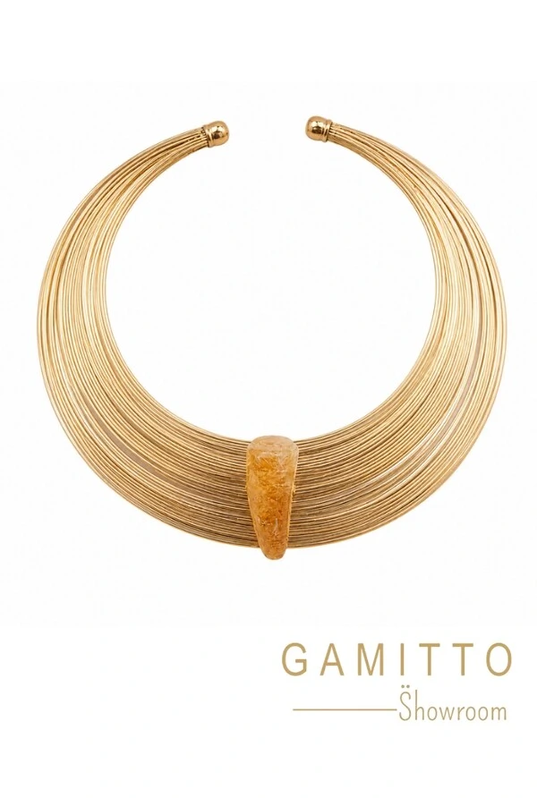Gargantilha Citrino em banho Ouro