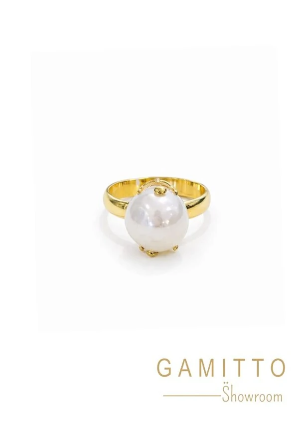Anel Pérola em Banho Ouro