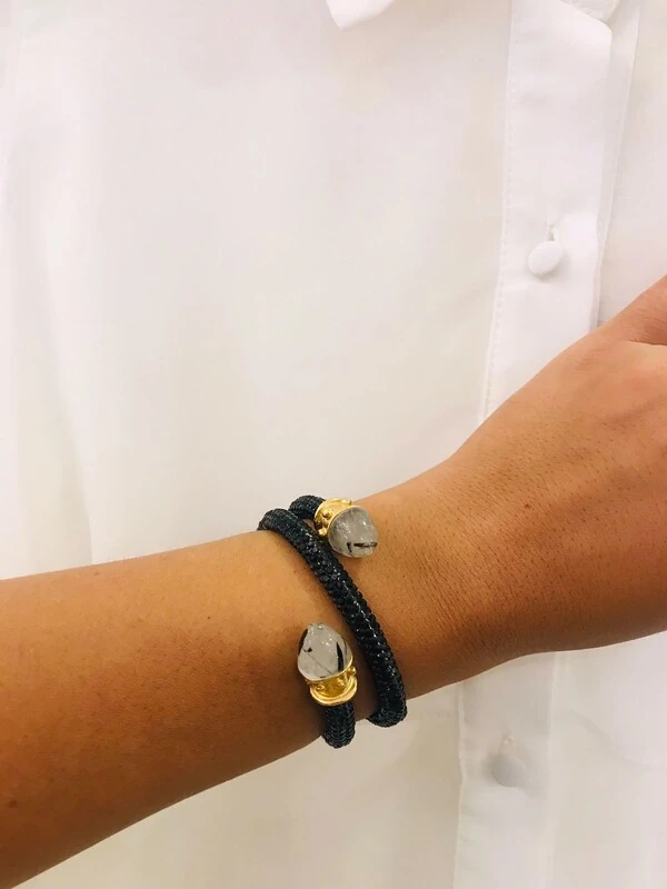 Bracelete Pedra Natural em Banho Ouro