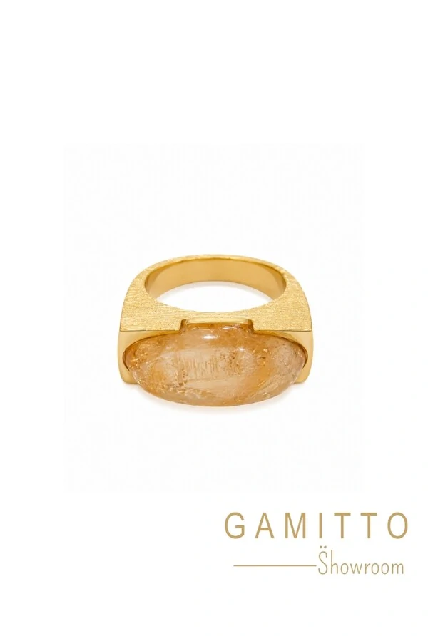 Anel Citrino em Banho Ouro
