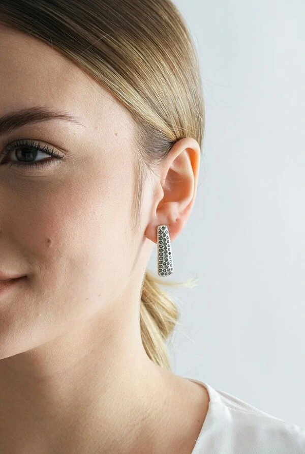 Brinco Cristais em Banho Prata Vintage