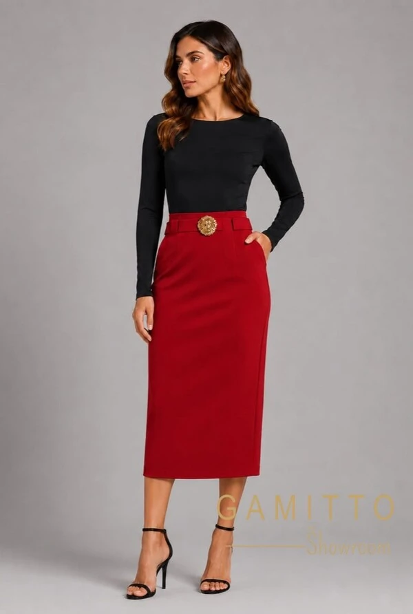 Saia Alfaiataria em Crepe