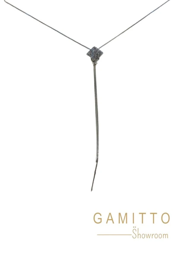 Colar Gravata Drusa em Banho Prata