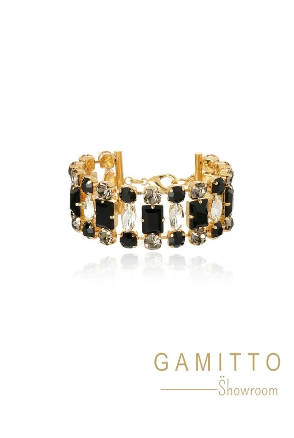 Pulseira Cristais em Banho Ouro