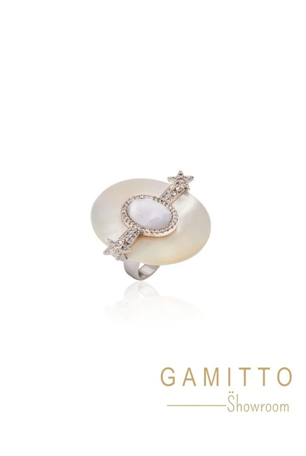 Anel Madrepérola em Banho Prata