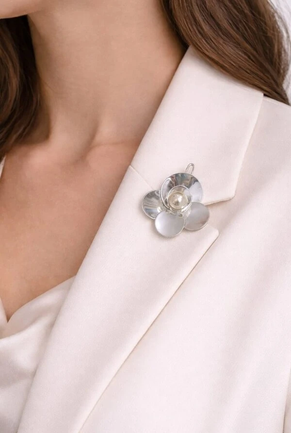 Presilha de Cabelo Pérola em Banho Prata