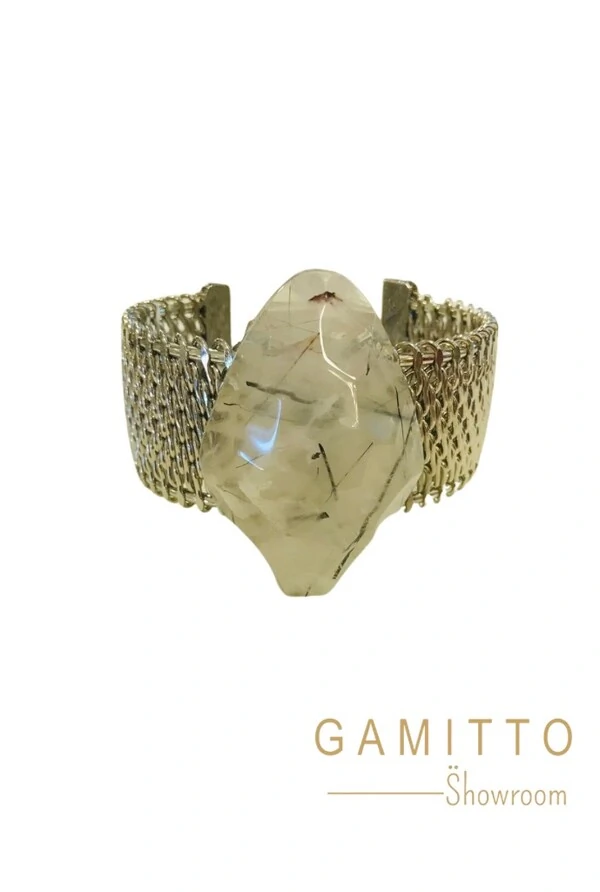 Bracelete Quartzo Rutilado em Banho Prata