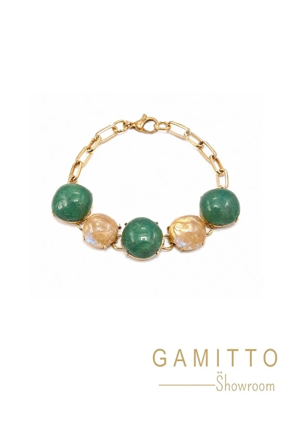 Pulseira Pedra Natural em Banho Ouro