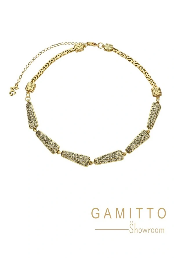 Colar Cristais em Banho Ouro Vintage