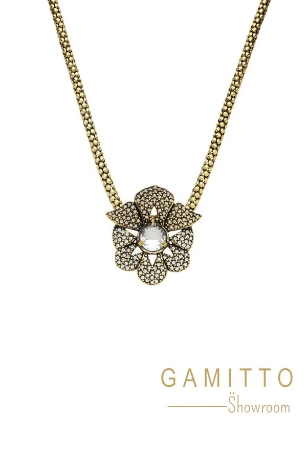 Colar Cristais em Banho Ouro Vintage