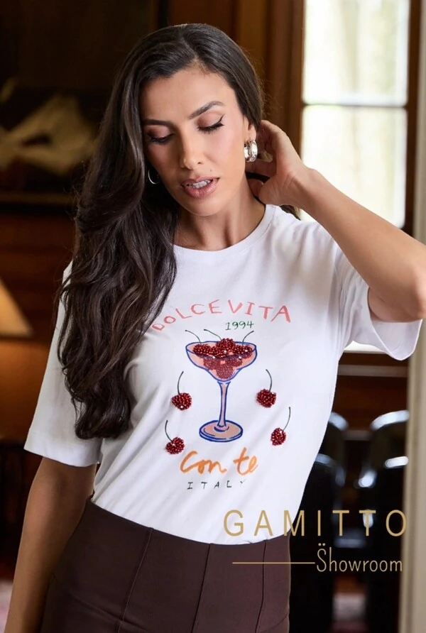 T-Shirt Estampada em Malha