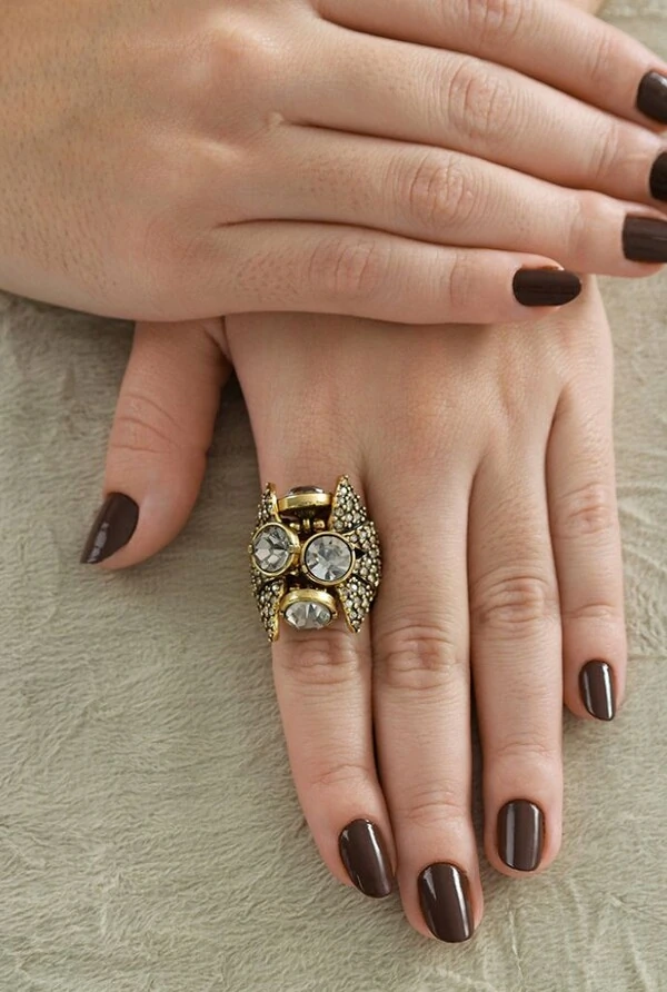 Anel Cristais em Banho Ouro Vintage