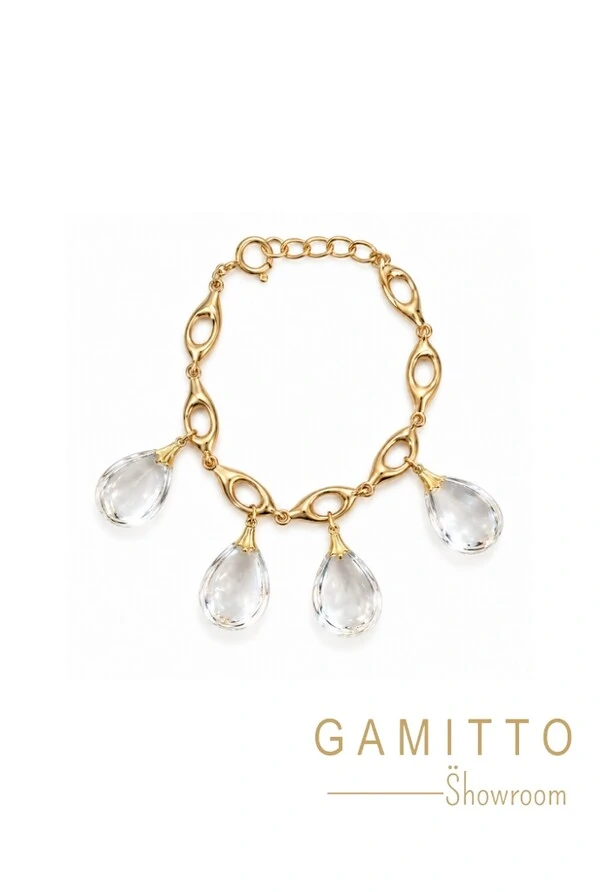 Pulseira Cristais em Banho Ouro