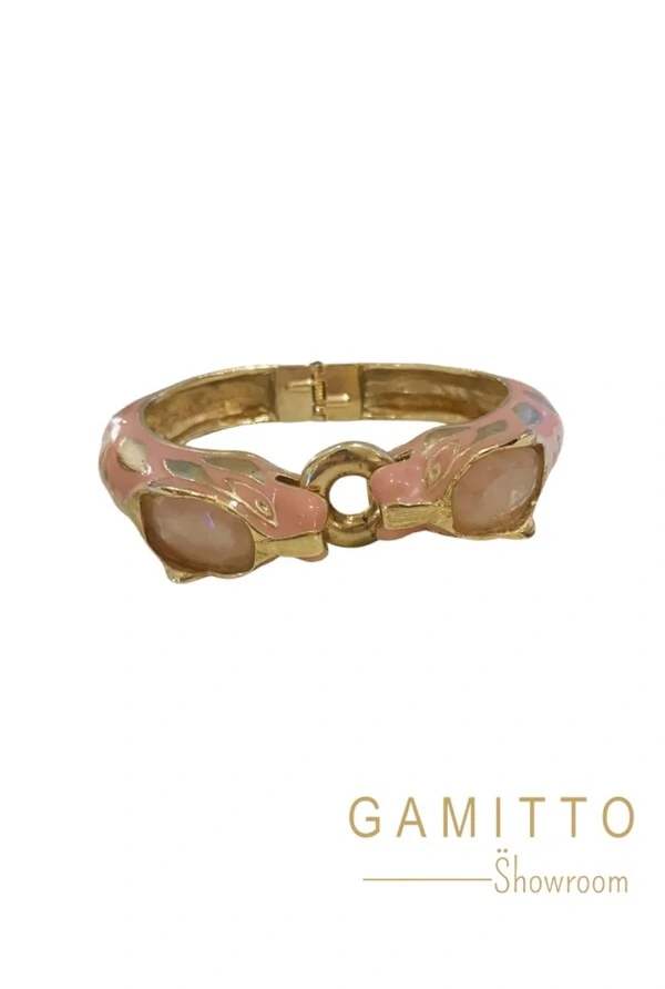 Bracelete Quartzo Rosa em Banho Ouro