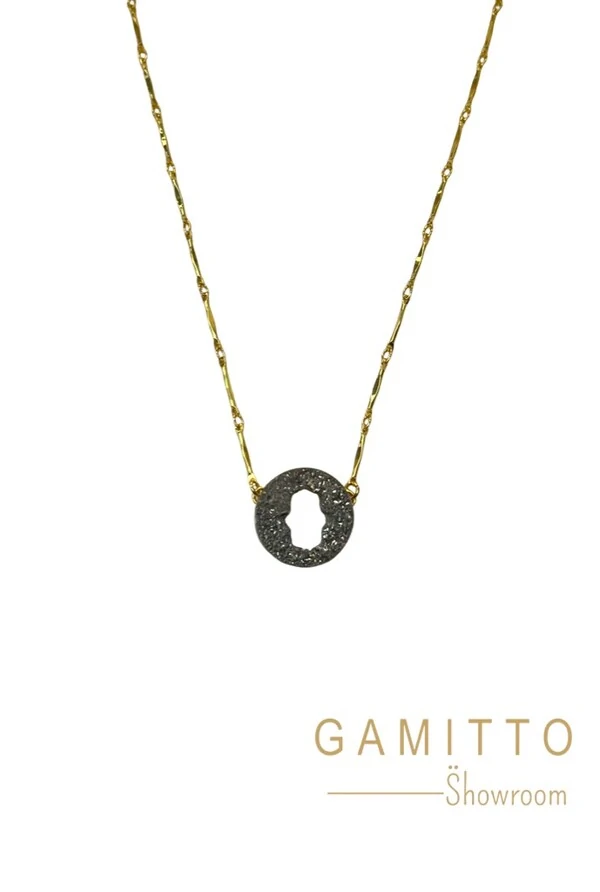 Colar Mão de Fátima Drusa em Banho Ouro