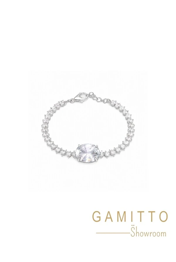 Pulseira Cristais em Banho Prata