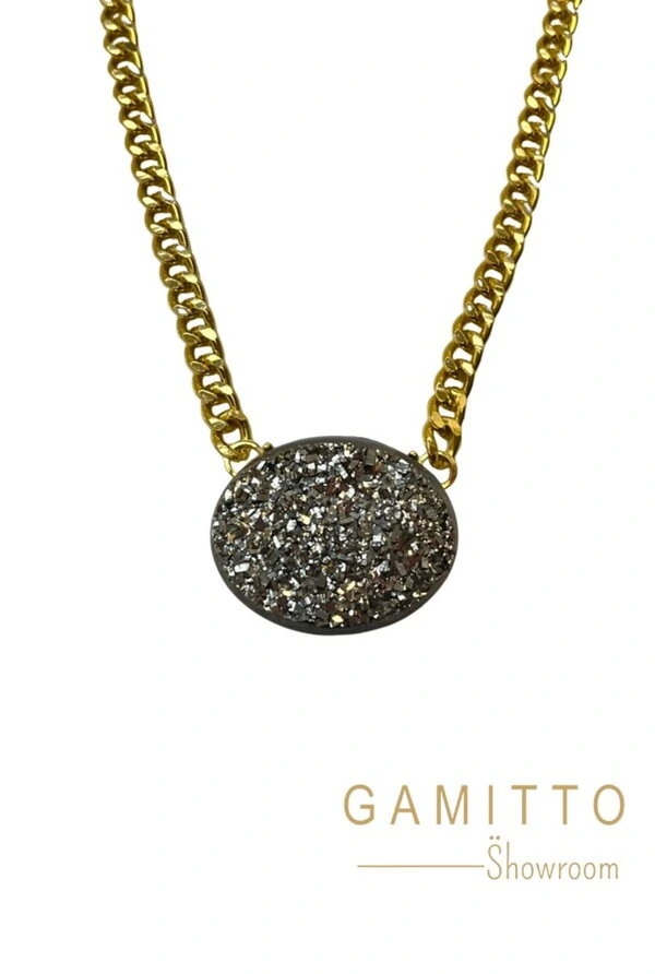 Colar Drusa em Banho Ouro