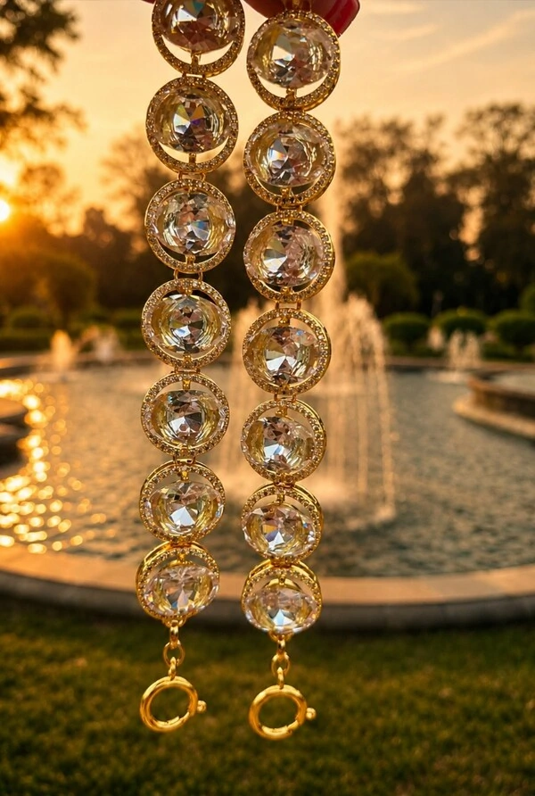 Pulseira Cristais em Banho Ouro