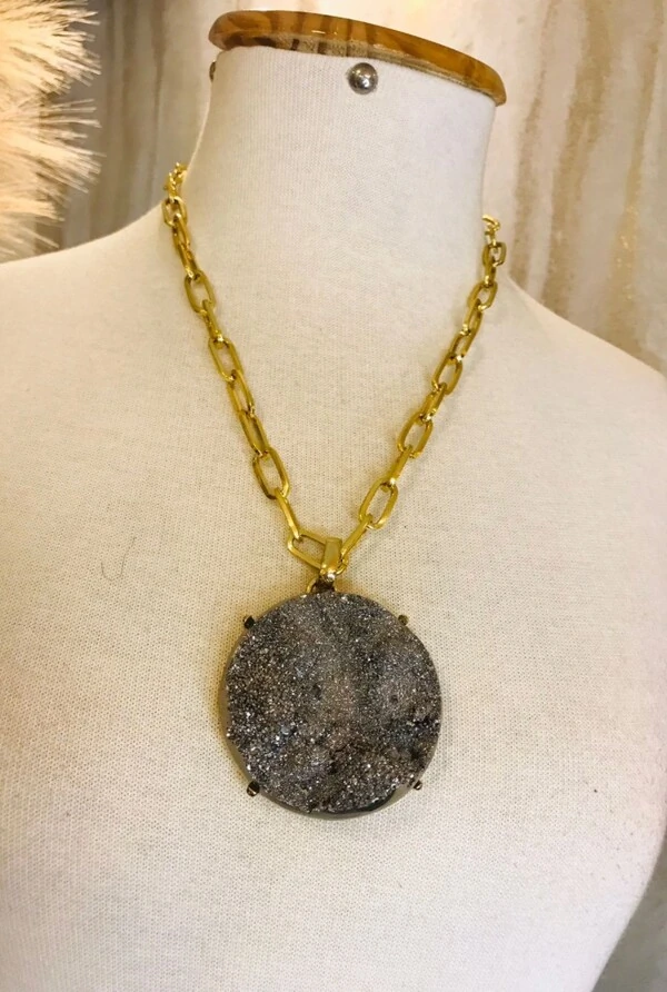 Colar Drusa em Banho Ouro