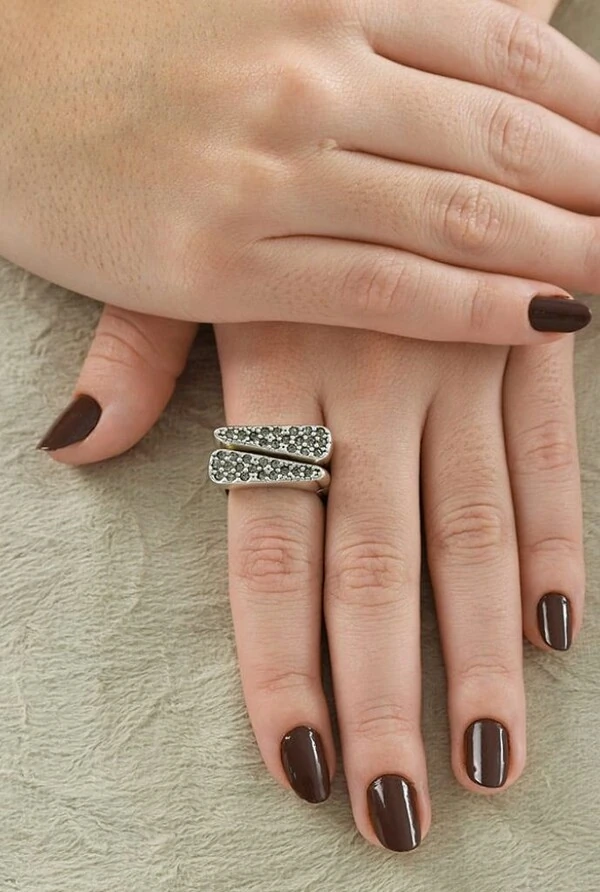 Kit Anéis Cristais em Banho Prata Vintage