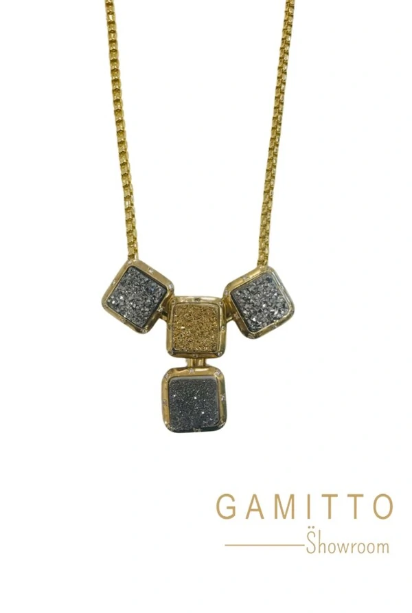 Colar Drusa em Banho Ouro