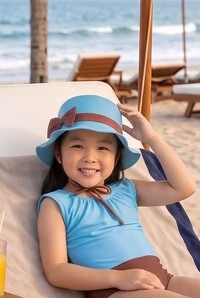 Chapeu Laço Kids Azur & Cappuccino