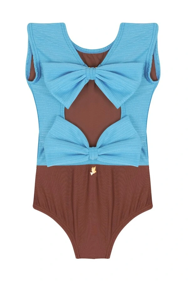 Body Laço Kids Azur & Cappuccino