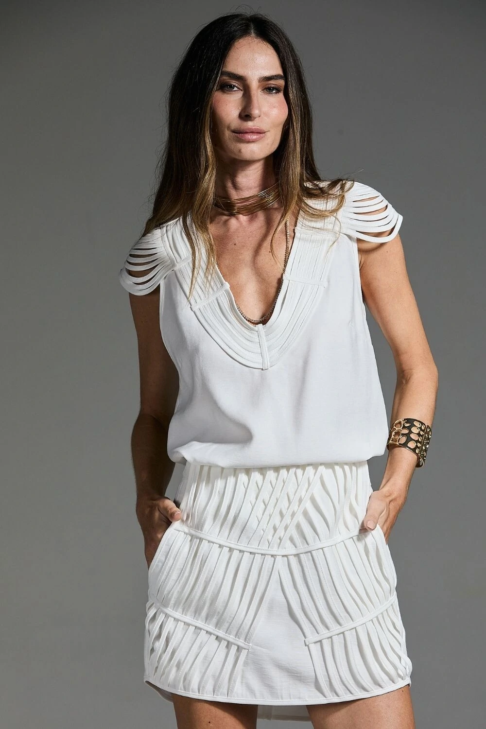 FotoBlusa Manga Tira Viés