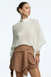 Blusa Tricot Canoa Vazada